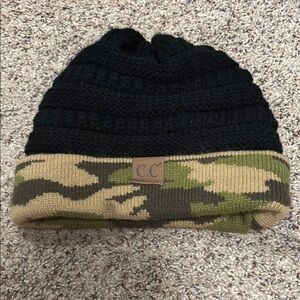 C.C Black and Green Camouflage Beanie